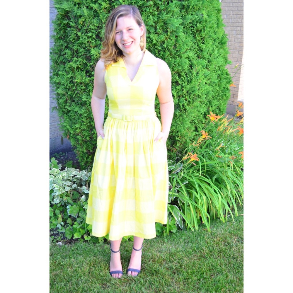 NWT ModCloth Yellow Fit N Flare Midi Dress